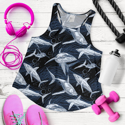 Shark Print Pattern Women Racerback Tank Top
