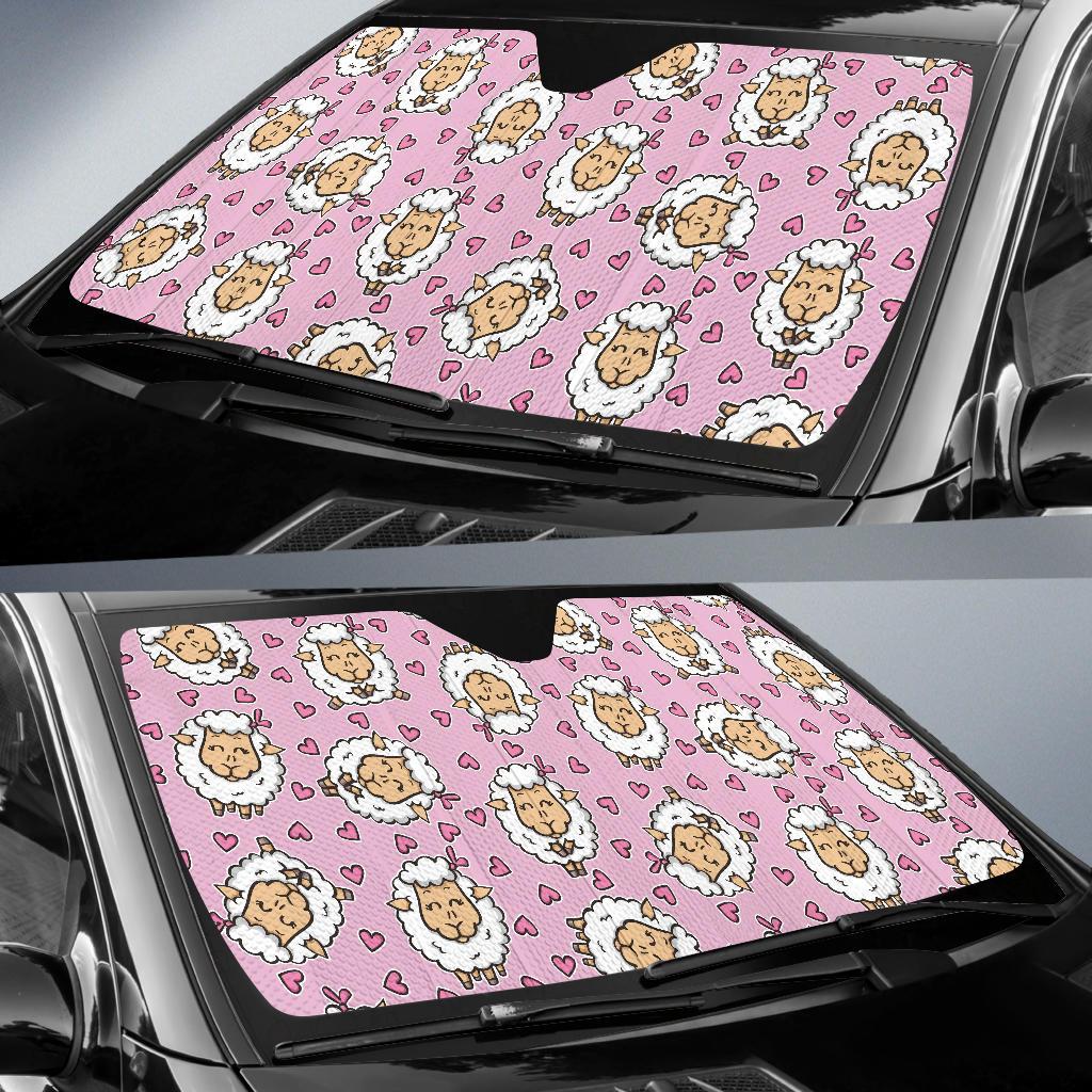 Sheep Cute Pattern Print Design 01 Car Sun Shades-JORJUNE.COM
