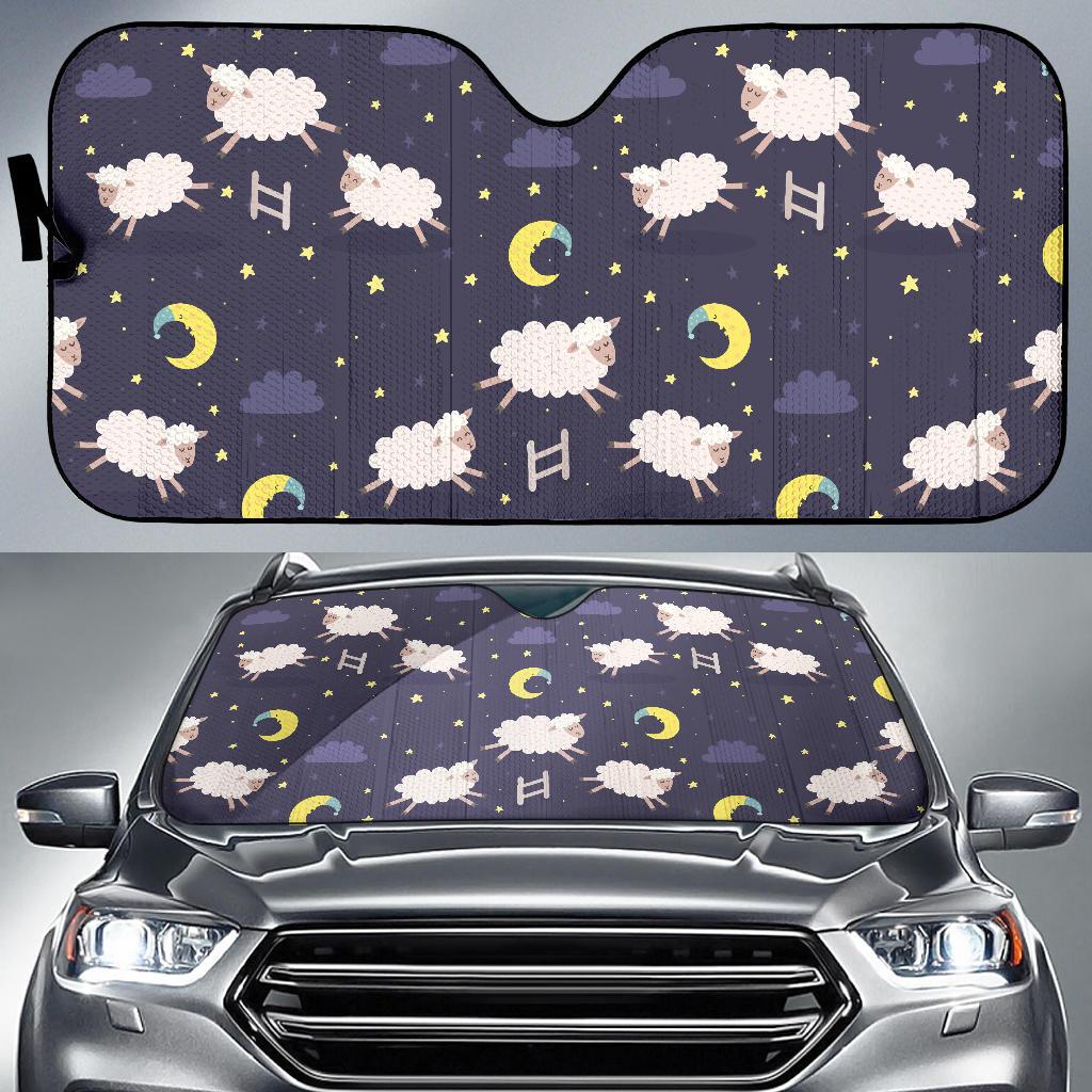 Sheep Night Pattern Print Design 02 Car Sun Shades-JORJUNE.COM