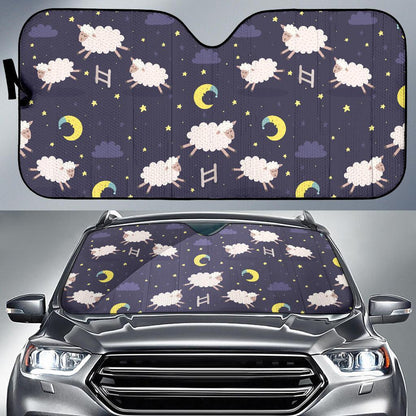 Sheep Night Pattern Print Design 02 Car Sun Shades-JORJUNE.COM