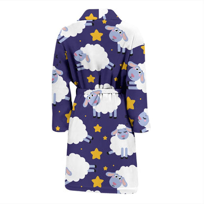 Sheep Pattern Print Design 03 Men Bathrobe-JORJUNE.COM