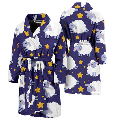 Sheep Pattern Print Design 03 Men Bathrobe-JORJUNE.COM