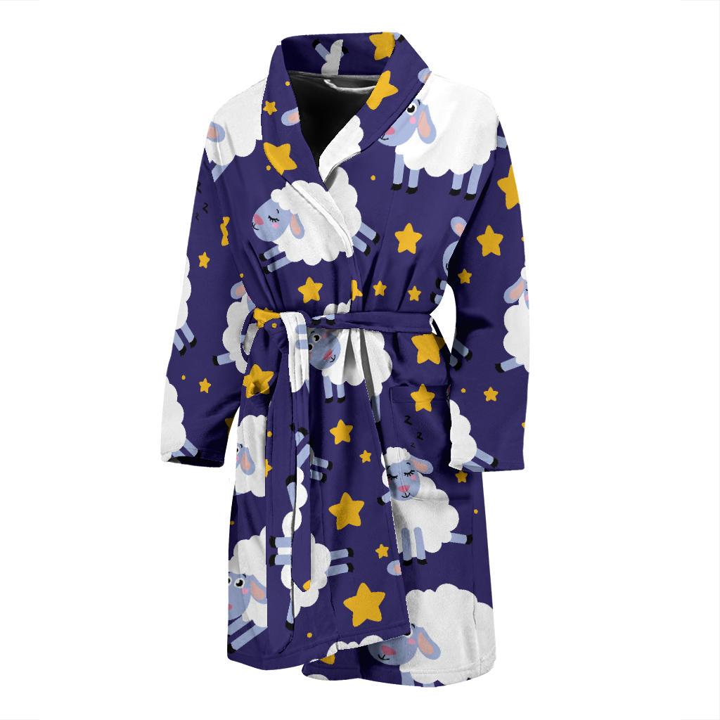 Sheep Pattern Print Design 03 Men Bathrobe-JORJUNE.COM