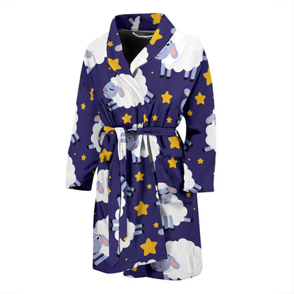 Sheep Pattern Print Design 03 Men Bathrobe-JORJUNE.COM