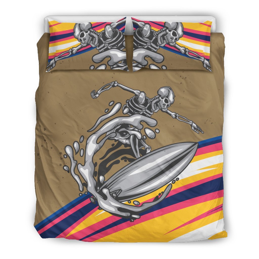 Skeleton Surfing Duvet Cover Bedding Set