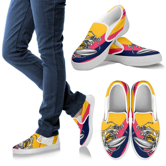Skeleton Surfing Men Canvas Slip On Shoes