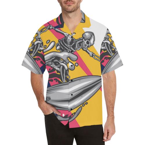 Skeleton Surfing Men Hawaiian Shirt