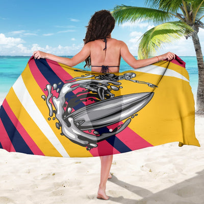 Skeleton Surfing Beach Sarong Pareo Wrap