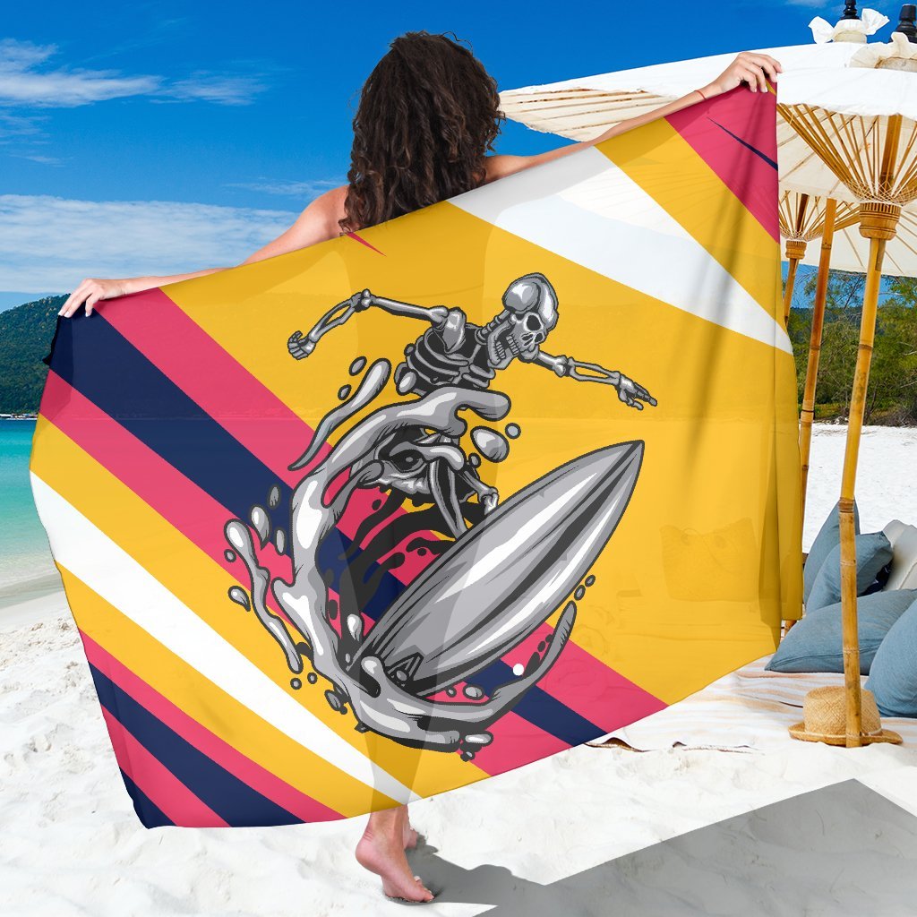 Skeleton Surfing Beach Sarong Pareo Wrap