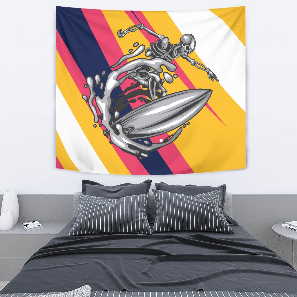 Skeleton Surfing Wall Tapestry