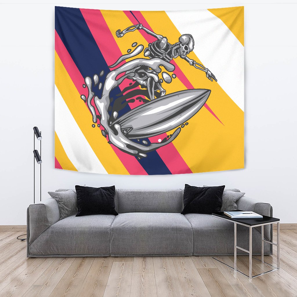 Skeleton Surfing Wall Tapestry