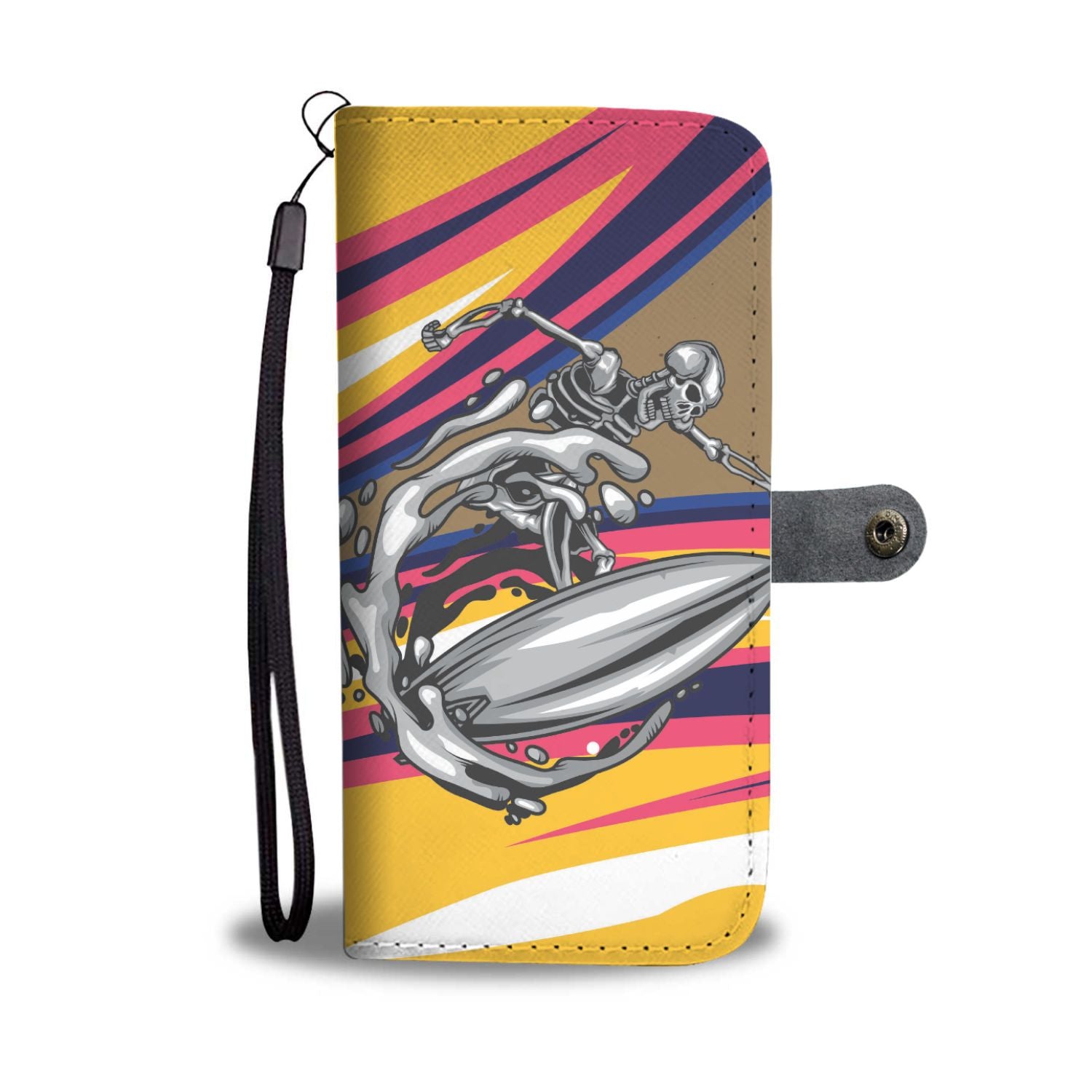 Skeleton Surfing Wallet Phone Case