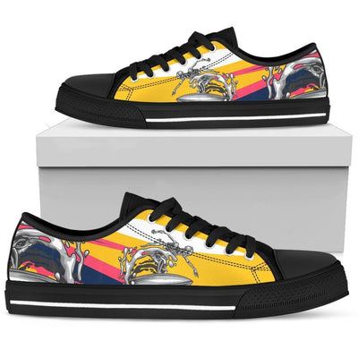 Skeleton Surfing Women High Top Canvas Shoes