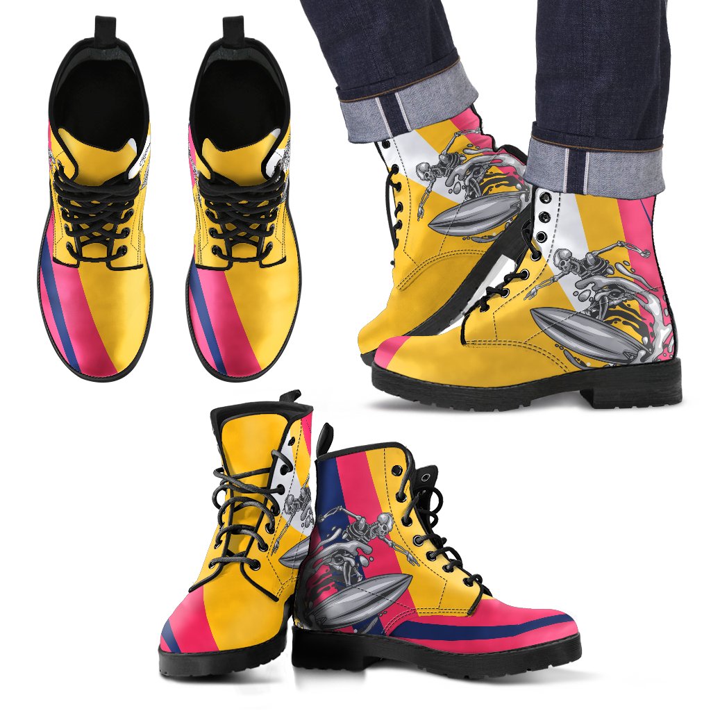 Skeleton Surfing Women & Men Leather Boots