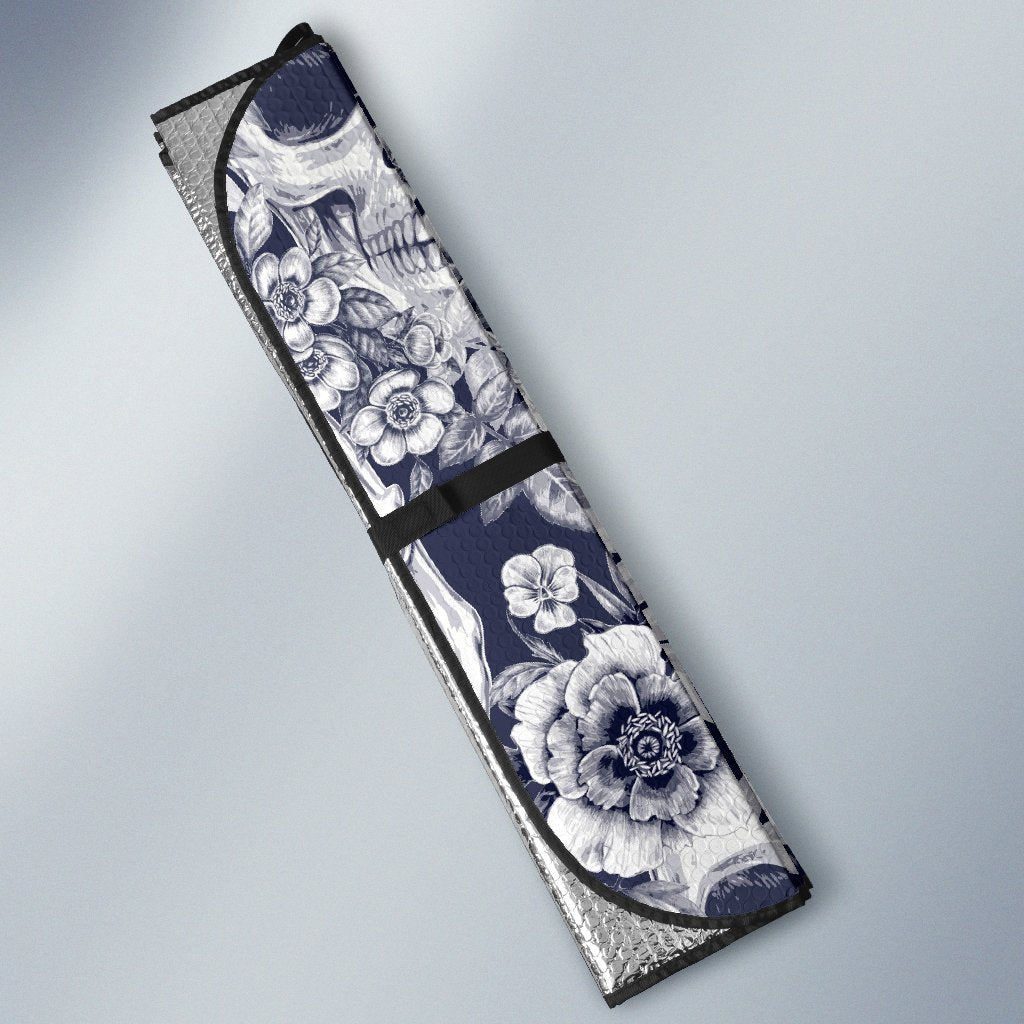 Skull Floral Beautiful Car Sun Shade-JorJune