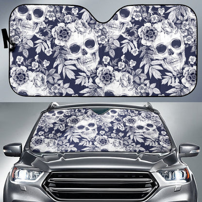 Skull Floral Beautiful Car Sun Shade-JorJune