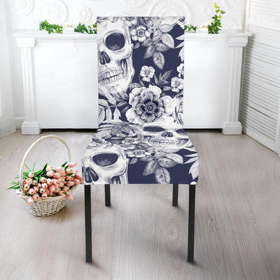 Skull Floral Beautiful Dining Chair Slipcover-JORJUNE.COM