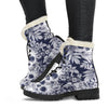 Skull Floral Beautiful Faux Fur Leather Boots