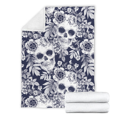 Skull Floral Beautiful Fleece Blanket