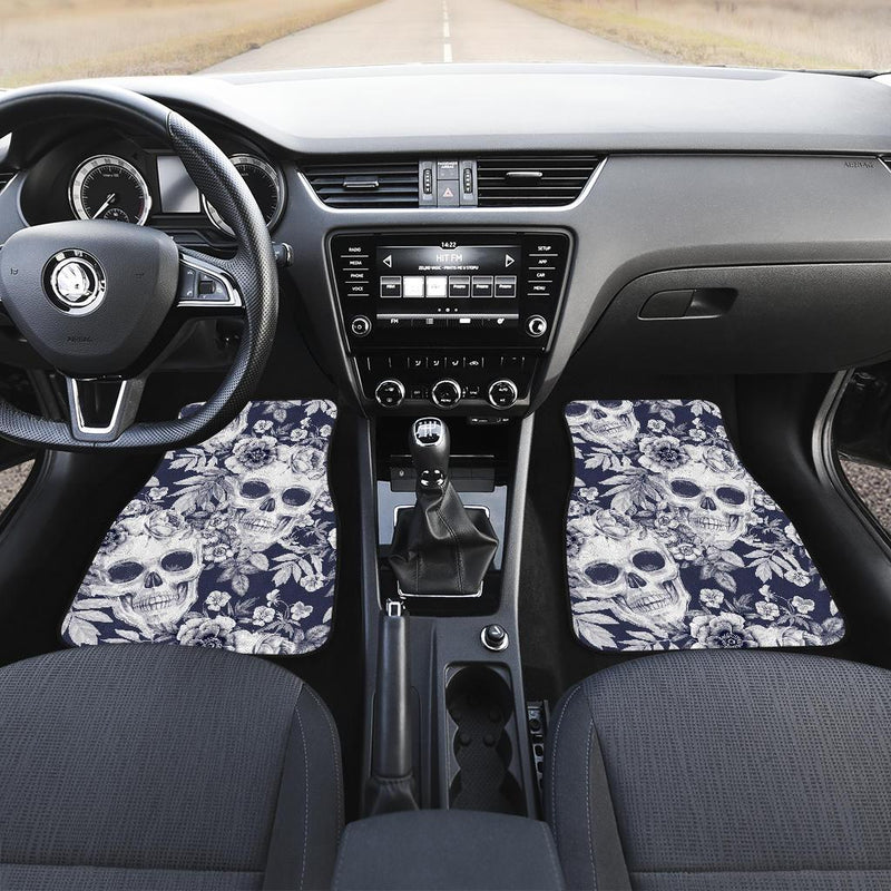 Skull Floral Beautiful Front and Back Car Floor Mats