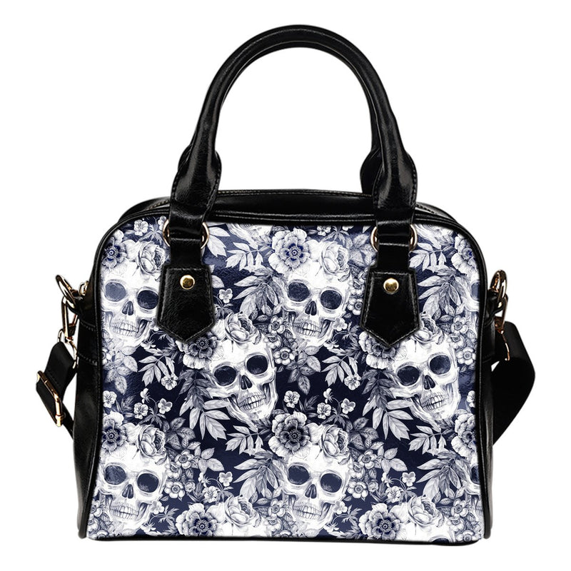 Skull Floral Beautiful Leather Shoulder Handbag