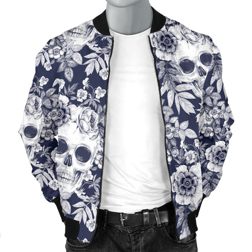 Sugar Skull Girly Skeleton Floral Pattern Print Men's Bomber Jacket