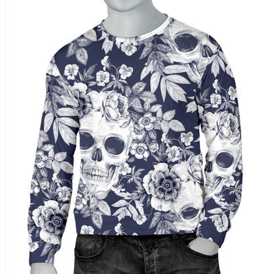 Skull Floral Beautiful Men Crewneck Sweatshirt