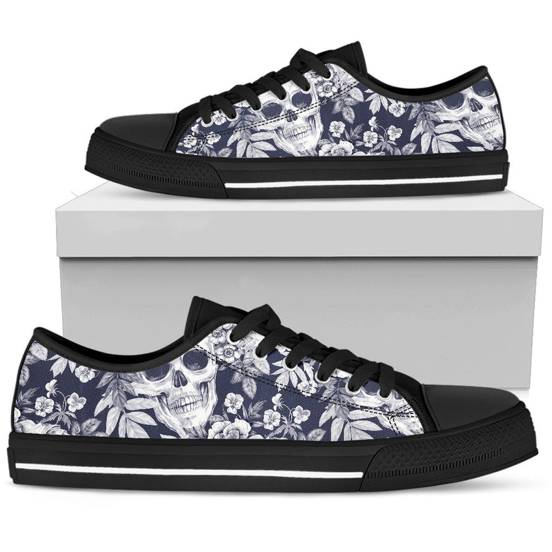 Skull Floral Beautiful Men Low Top Shoes