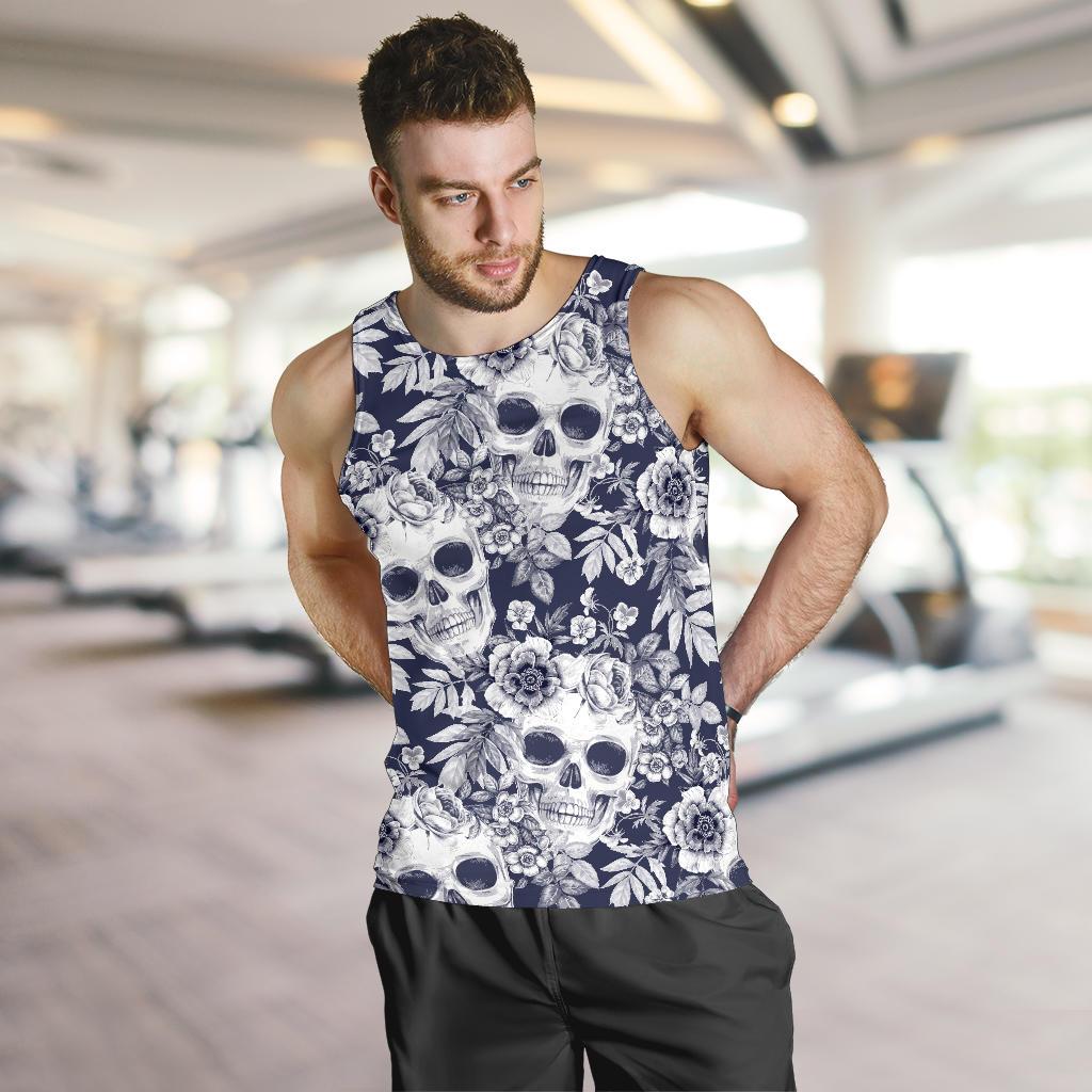 Skull Floral Beautiful Men Tank Top