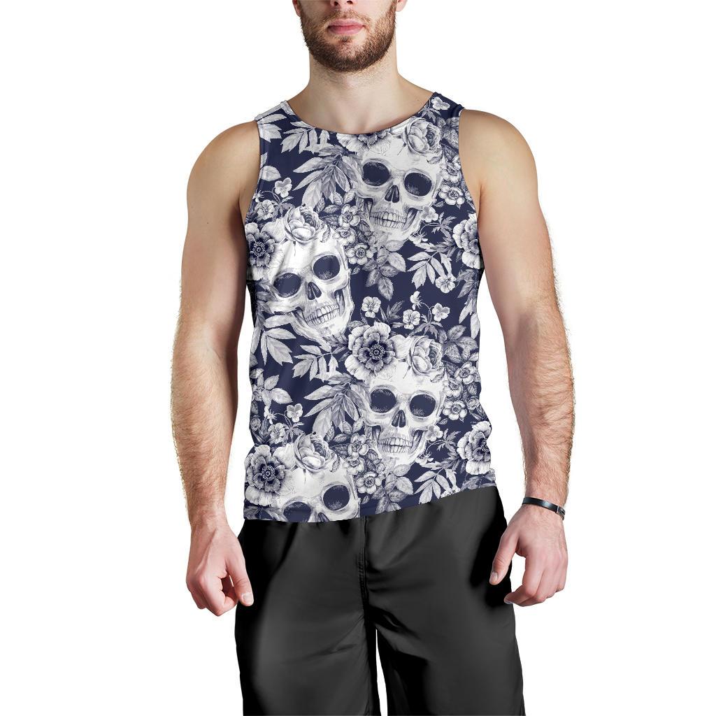 Skull Floral Beautiful Men Tank Top