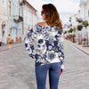 Skull Floral Beautiful Off Shoulder Sweatshirt