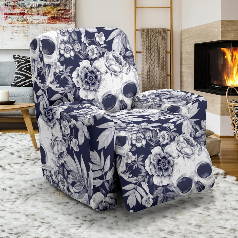 Skull Floral Beautiful Recliner Slipcover-JORJUNE.COM