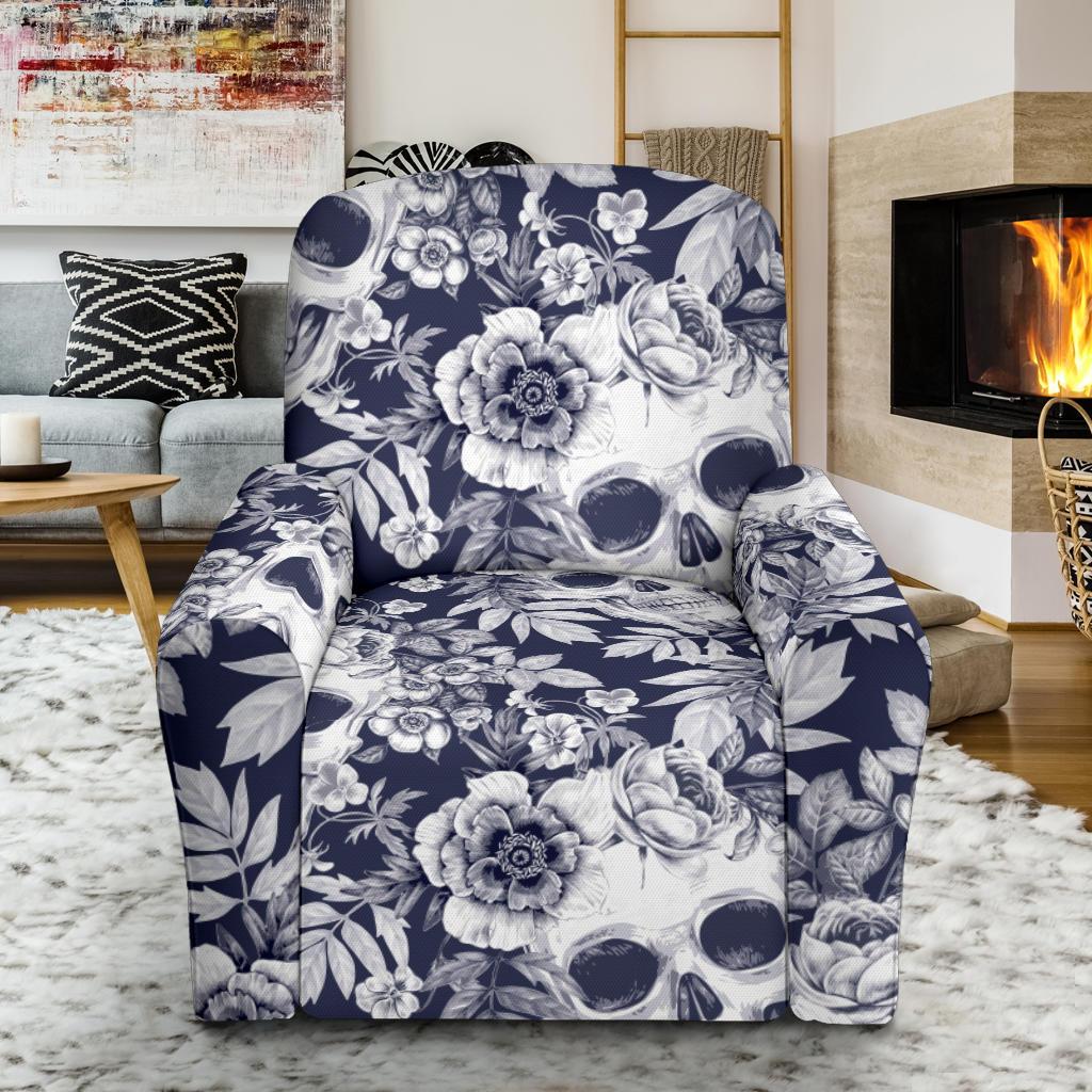 Skull Floral Beautiful Recliner Slipcover-JORJUNE.COM