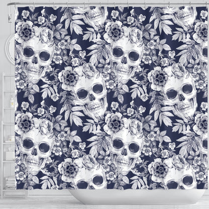 Skull Floral Beautiful Shower Curtain