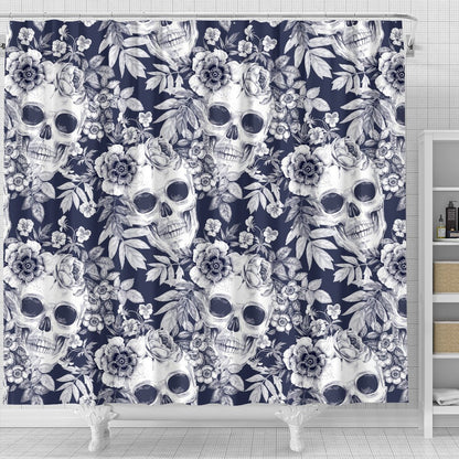 Skull Floral Beautiful Shower Curtain