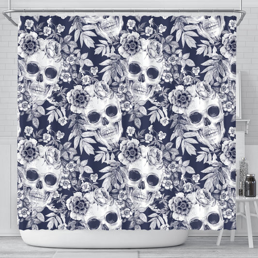 Skull Floral Beautiful Shower Curtain