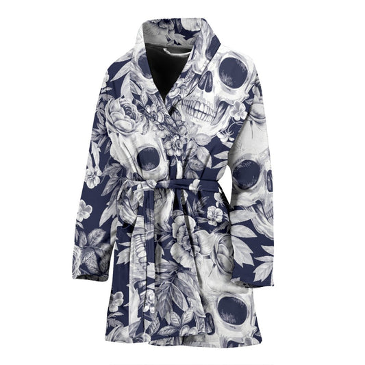 Skull Floral Beautiful Women Bath Robe