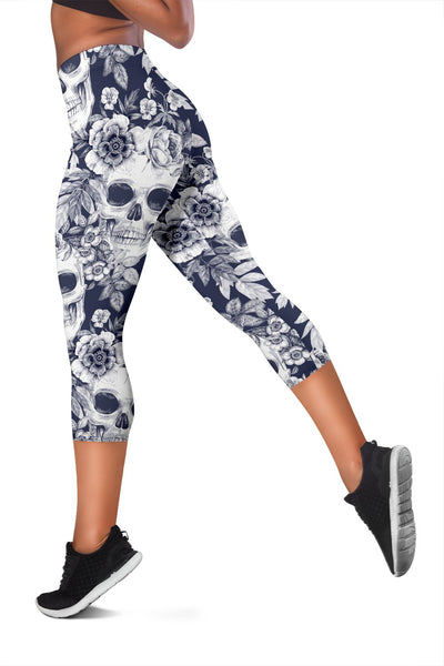 Skull Floral Beautiful Women Capris