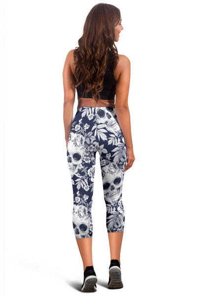 Skull Floral Beautiful Women Capris