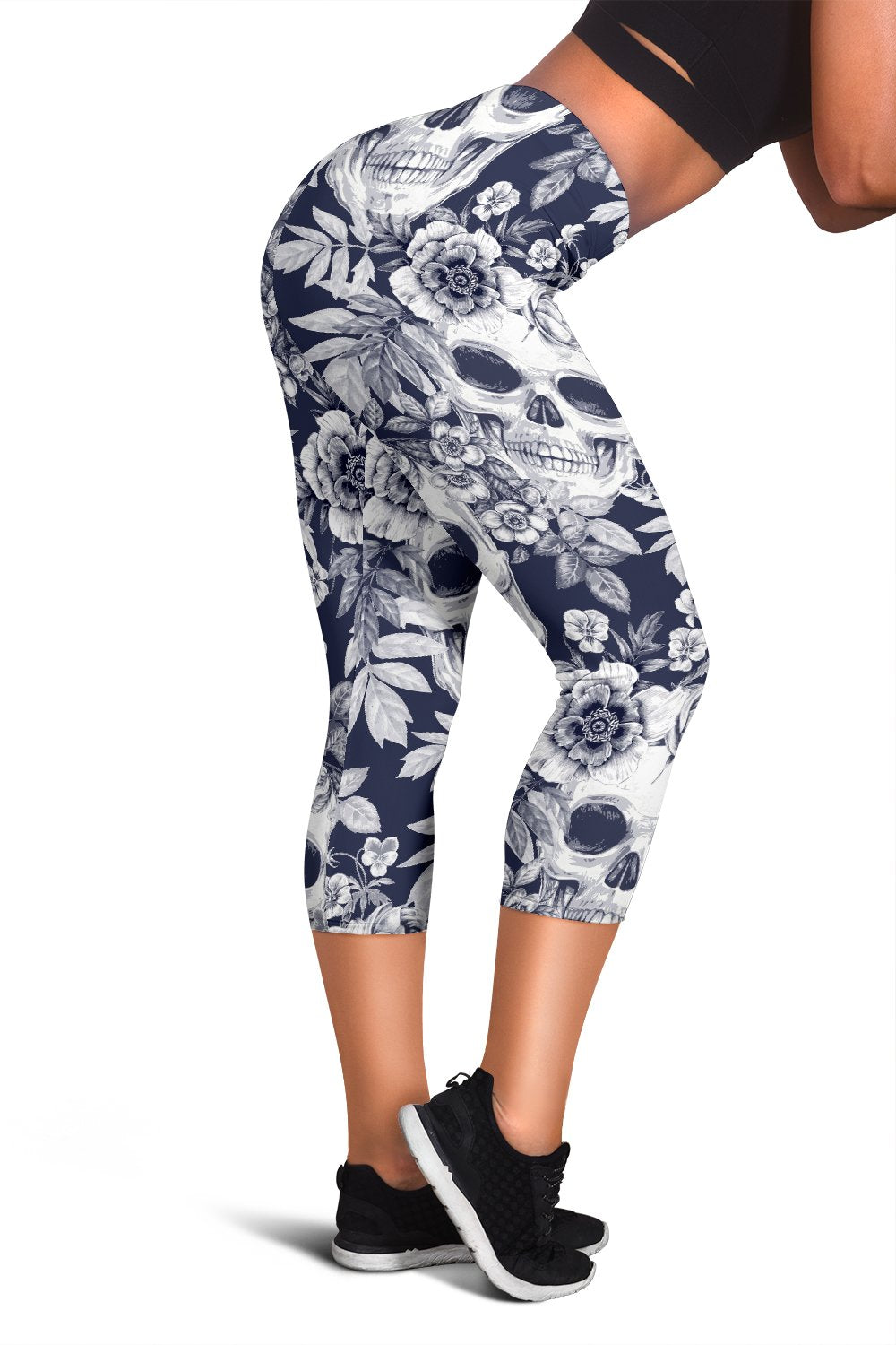 Skull Floral Beautiful Women Capris