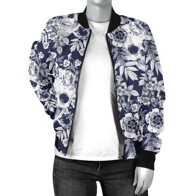 Skull Floral Beautiful Women Casual Bomber Jacket