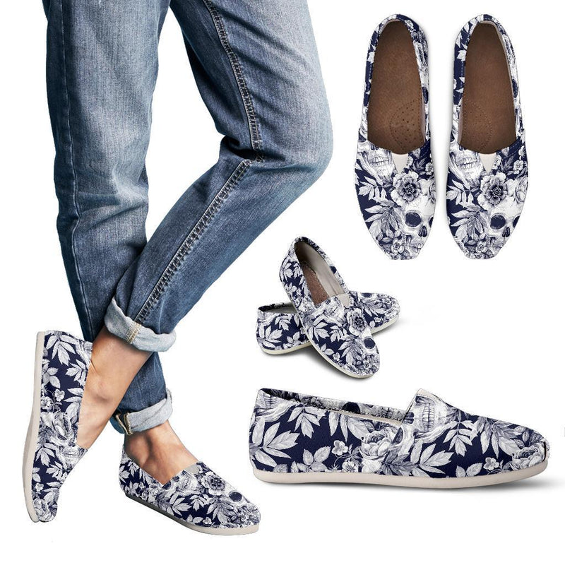 Skull Floral Beautiful Women Casual Shoes-JorJune.com