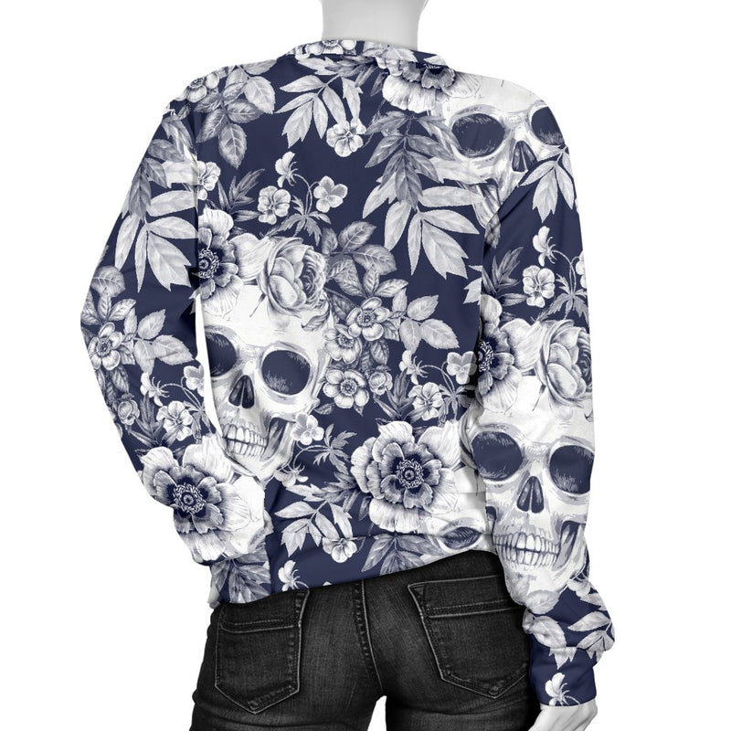 Skull Floral Beautiful Women Crewneck Sweatshirt