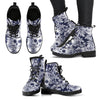 Skull Floral Beautiful Women Leather Boots