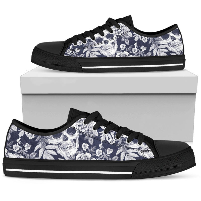 Skull Floral Beautiful Women Low Top Shoes