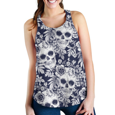 Skull Floral Beautiful Women Racerback Tank Top