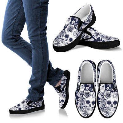 Skull Floral Beautiful Women Slip On Shoes