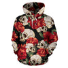 Skull Red Rose All Over Print Hoodie