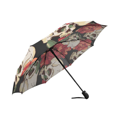 Skull Red Rose Automatic Foldable Umbrella