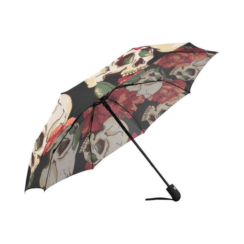 Skull Red Rose Automatic Foldable Umbrella